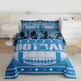 thumbnail image 2 of jejeloiu Rugby Football Sport Twin Comforter Sets,Blue Gray Bedding Set For Ball Gamer Reversible 2-Piece, 2 of 8