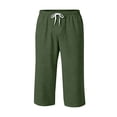 thumbnail image 6 of Nokdvo Mens Harem Capri Pants Drawstring Elastic Waist Pants with Pockets Below Knee Joggers Wide Leg Stretch Loose Fit Lounge Casual Workout Comfy Tapered Trousers,Deep Green L, 6 of 6