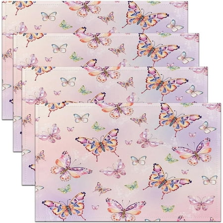

Butterfly Table Place Mats Butterflies Print Table Place Mats Set Pastel Rainbow Placemats Set of 4 Watercolour Placemat for Kitchen Dining Table 18 x12 for Boys Girls Kids Adults