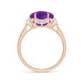 thumbnail image 2 of ANGARA Natural Five-Petal Flower 4.4 ct Amethyst and Diamond Halo Ring in 14K Rose Gold for Women (Size-10mm) | February Birthstone, Anniversary, Jewelry Gift for Women | Natural Amethyst Ring, 2 of 7