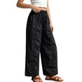 thumbnail image 5 of Mifsaly Girls Cargo Pants Teens Youth High Waisted Drawstring Ruched Wide Leg Pants with Pockets Lightweight Casual Summer Casual School Uniforms, 5 of 6