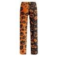 thumbnail image 5 of Halloween Pajama Pants for Women Loose Fit Wide Leg Trouser Pants Casual Elastic Waist Drawstring Palazzo Pants, 5 of 6