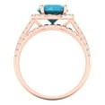 thumbnail image 4 of 2.56 ct Brilliant Round Cut Turquoise 14k Rose Gold Halo Solitaire with Accents Engagement Bridal Wedding Ring Band Set size 3.5, 4 of 7