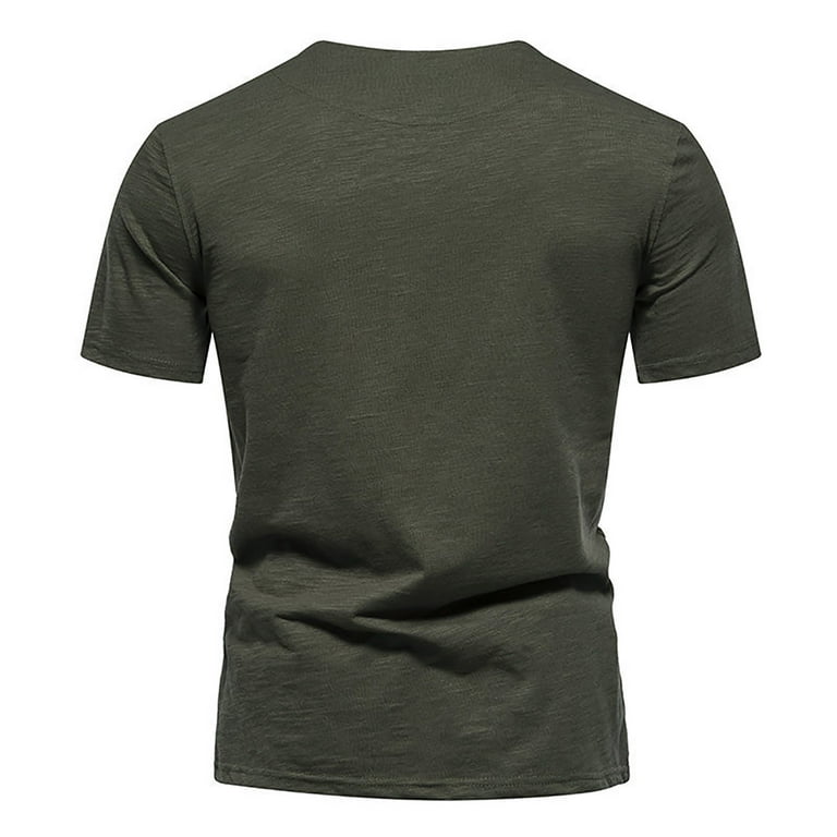 Tauxra Men's Stretchy Short Sleeve T-Shirt Casual Cotton 2 Buttons