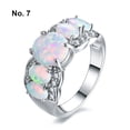 thumbnail image 4 of sweethay Anillo Charm Fires 5 Piedras Joyas Accesorios para dedos iris Mujer Compromiso de boda Proponer regalo Accesorios de disfraces Blanco 7 #, 4 of 6