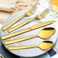 thumbnail image 2 of JOYWEI20-Piece Gold Silverware Set, Stainless Steel Square Flatware Cutlery Set for 4, Fancy Wedding Party Home Eating Utensils Tableware, Mirror Finish, Dishwasher Safe, 2 of 6
