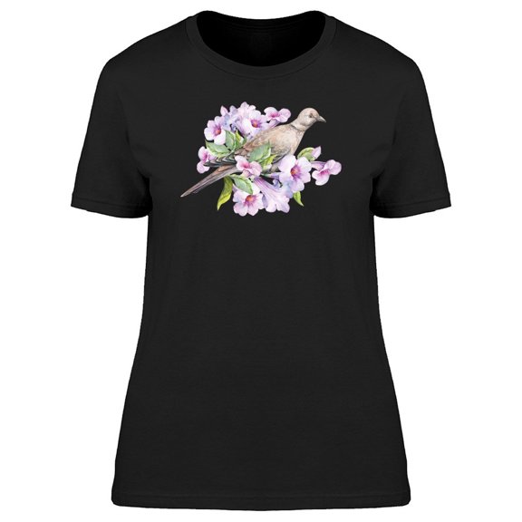 Pidgeon On Cool Flowers Tee Women's -Image by Shutterstock