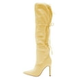 thumbnail image 2 of FSJ Women Simple Lace Up Over the Knee Boots Stiletto High Heel Pointed Closed Toe Sexy Party Dress Long Boots Shoes Size 8 Yellow, 2 of 4