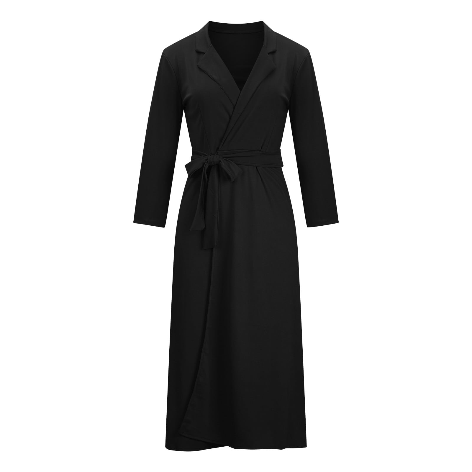 VKEKIEO Dresses That Hide Belly Fat Sun Dress Square Neckline Long Sleeve  Solid Black L 