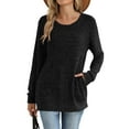 thumbnail image 3 of biudgviw Womens Long Sleeve Tops Ribbed Knit Crew Neck Fall Shirts Comfy Soft Casual Pullover Sweaters with Pockets, 3 of 6