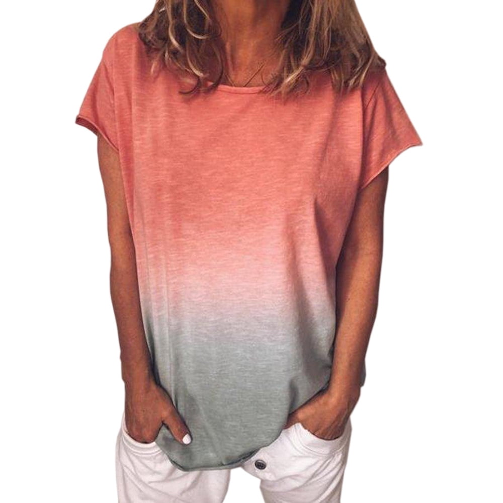 WISPR - Women's Rainbow Gradient Printing Color Short Sleeve T-shirt ...