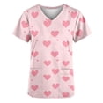 thumbnail image 4 of Lorytime Mother's Day Womens Scrub Tops Printed Short Sleeve T Shirts Crew Neck Uniform with Pockets Heart Work Clothes, 4 of 5