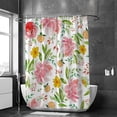 thumbnail image 2 of FREEAMG Bath Curtains Shower Curtain Pink and Yellow Flowers and Leaves Bathroom Waterproof Machine Washable 66x72 inch, 2 of 6