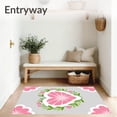 thumbnail image 3 of ODIKA 5'x7' Machine Washable Non-Slip Area Rug, Rosy Petal Motif with Delicate Vine Embellishments High Traffic Rug, Pink, 507252, 3 of 7