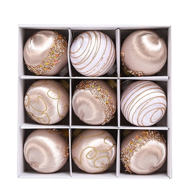 Colored Silk Wave Balls Silk Thread Balls Christmas Decorations Foam 8cm 9pcs Set Christmas Tree Pendant