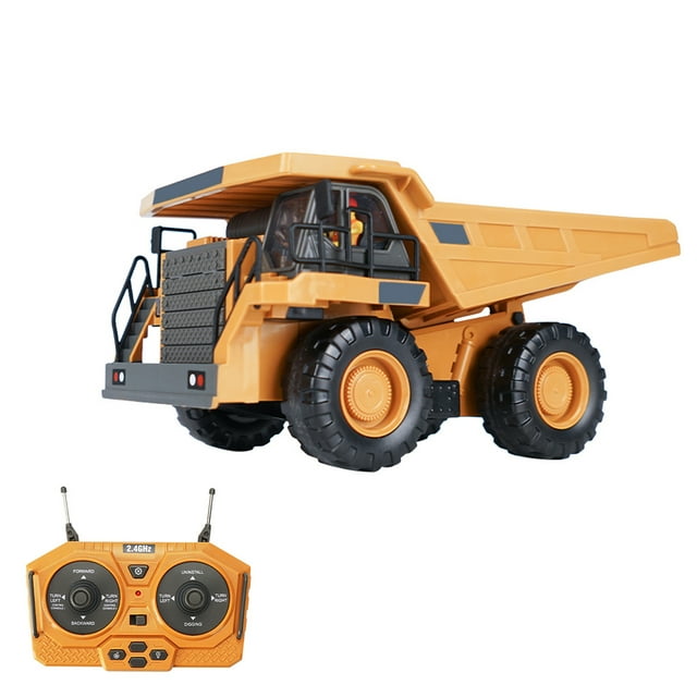 Remote Control Dump Truck 1/24 2.4GHz 9-Channel Remote Control Construction Truck Engineering Vehicle Children's Educational Toy with Lights and Music