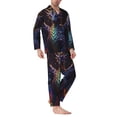 thumbnail image 2 of Picia Rainbow Wings Majestic Dragon Pattern Men’s Long-Sleeve Sleepwear Set - Soft 2-Piece Loungewear with Pockets, Comfy PJs for Relaxing Nights-Medium, 2 of 7