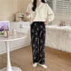 thumbnail image 4 of Pijamas de franela de gato KT de dibujos animados para mujer, ropa gruesa de otoño e invierno, pantalones de Casa informales cálidos de terciopelo, comercio exterior, 4 of 5