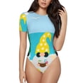 thumbnail image 1 of Fotbe Gnomes On The Beach Body de Mujer con Cuello Redondo y Mangas Cortas, Sin Mangas Ajustado, Suave, Cómodo y Básico-Large, 1 of 7