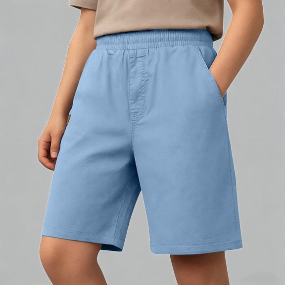 Daznico Elastic Waist Casual Shorts for Boys Girls Summer Stretch Comfy Outdoor Playwear with Side Pockets,9-10 Years