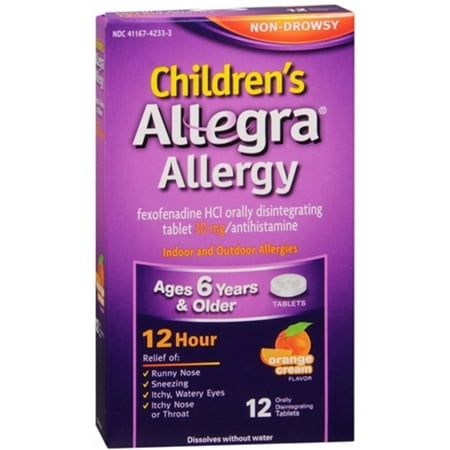 Allegra Children's Allergy Orally Disintegrating Tablets Orange Cream Flavored 12 Tablets (Pack of 4)