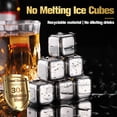 thumbnail image 2 of VEGCOO 12-Pack Stainless Steel Whiskey Stones - Reusable Ice Cubes with Tray & Tongs (Silver+Gold), 2 of 6