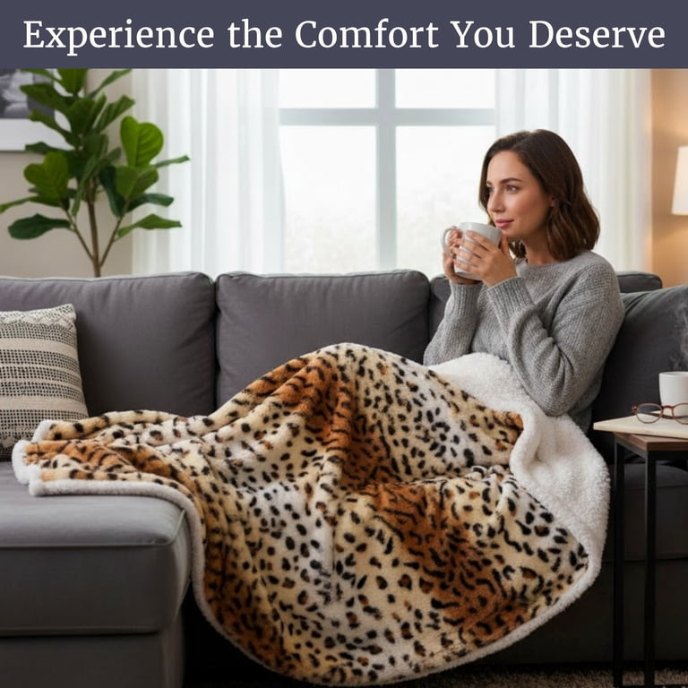 Lavish Home Tiger Print Fleece Throw Blanket 50x60 photo 2