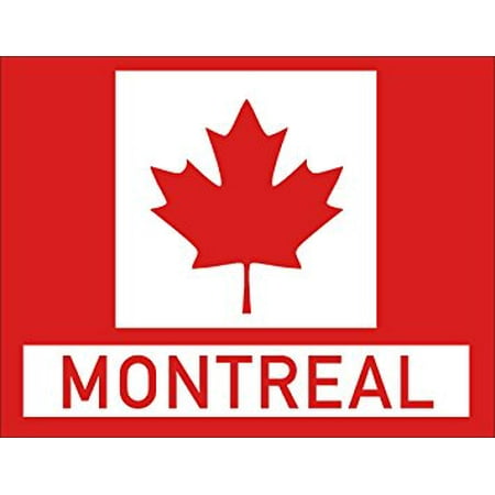 - Red Maple Leaf Rectangle With MONTREAL Sticker Decal (canadian canada city) 3 x 4 inch