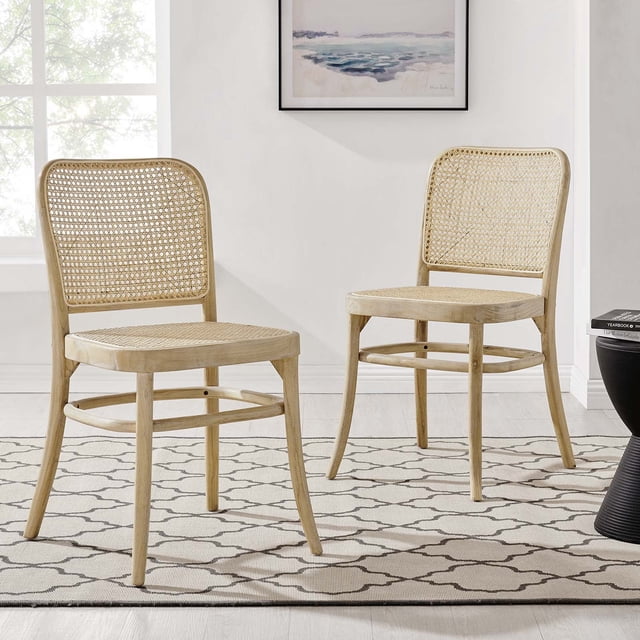 Modway Winona Wood Dining Side Chair Set of 2 in Gray