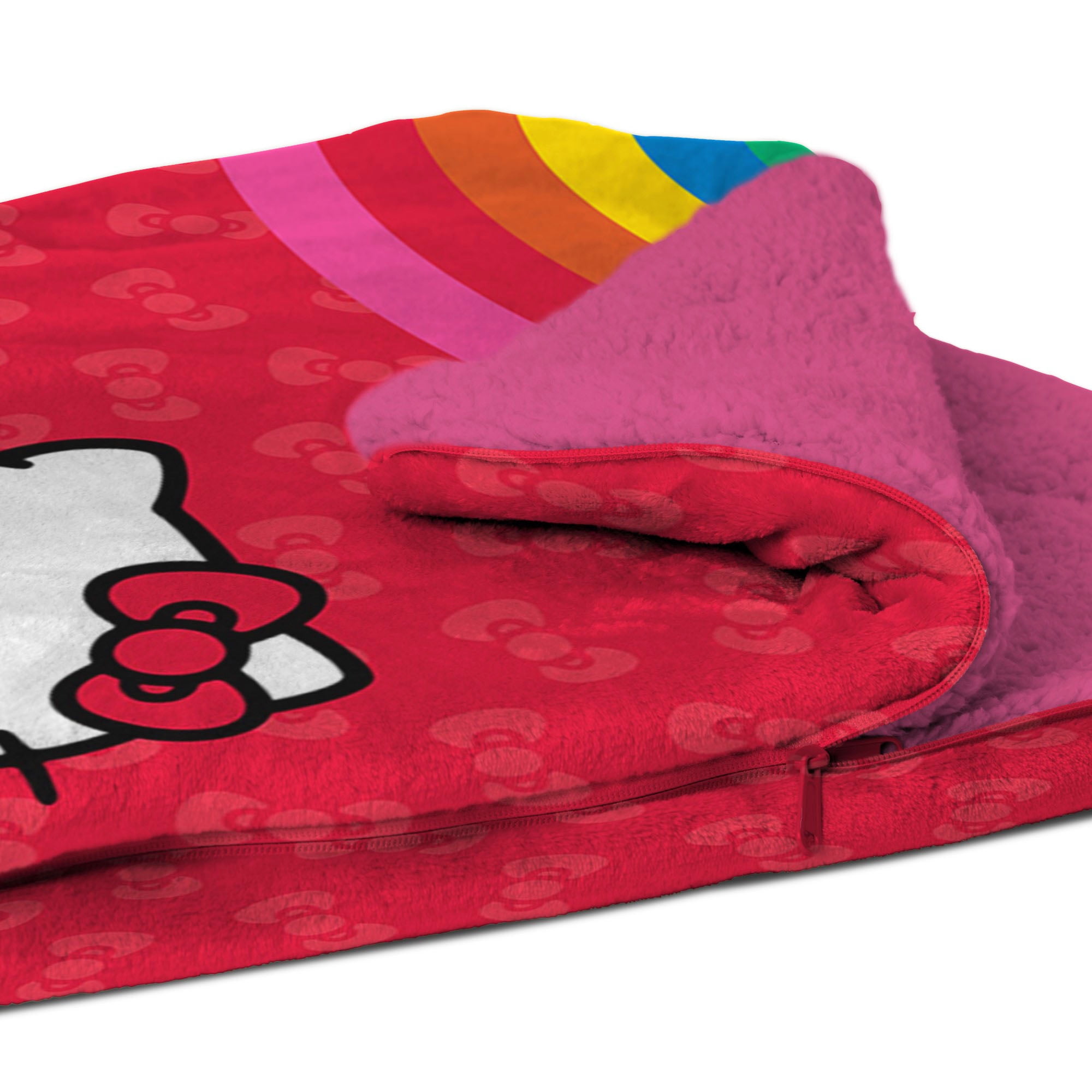 Hello Kitty Sanrio Pretty Rainbow Kids Slumber Bag, Silk Touch with Sherpa interior