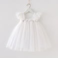 thumbnail image 4 of Kiijoy Girls Polka Dot Tulle Dress Flutter Sleeves Mesh Princess Dress, White, Size 6M-6Y, 4 of 4