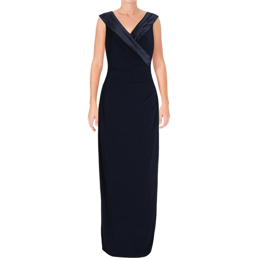 Lauren Ralph Lauren - Lauren Ralph Lauren Womens Leonetta Satin Trim Portrait Collar Evening