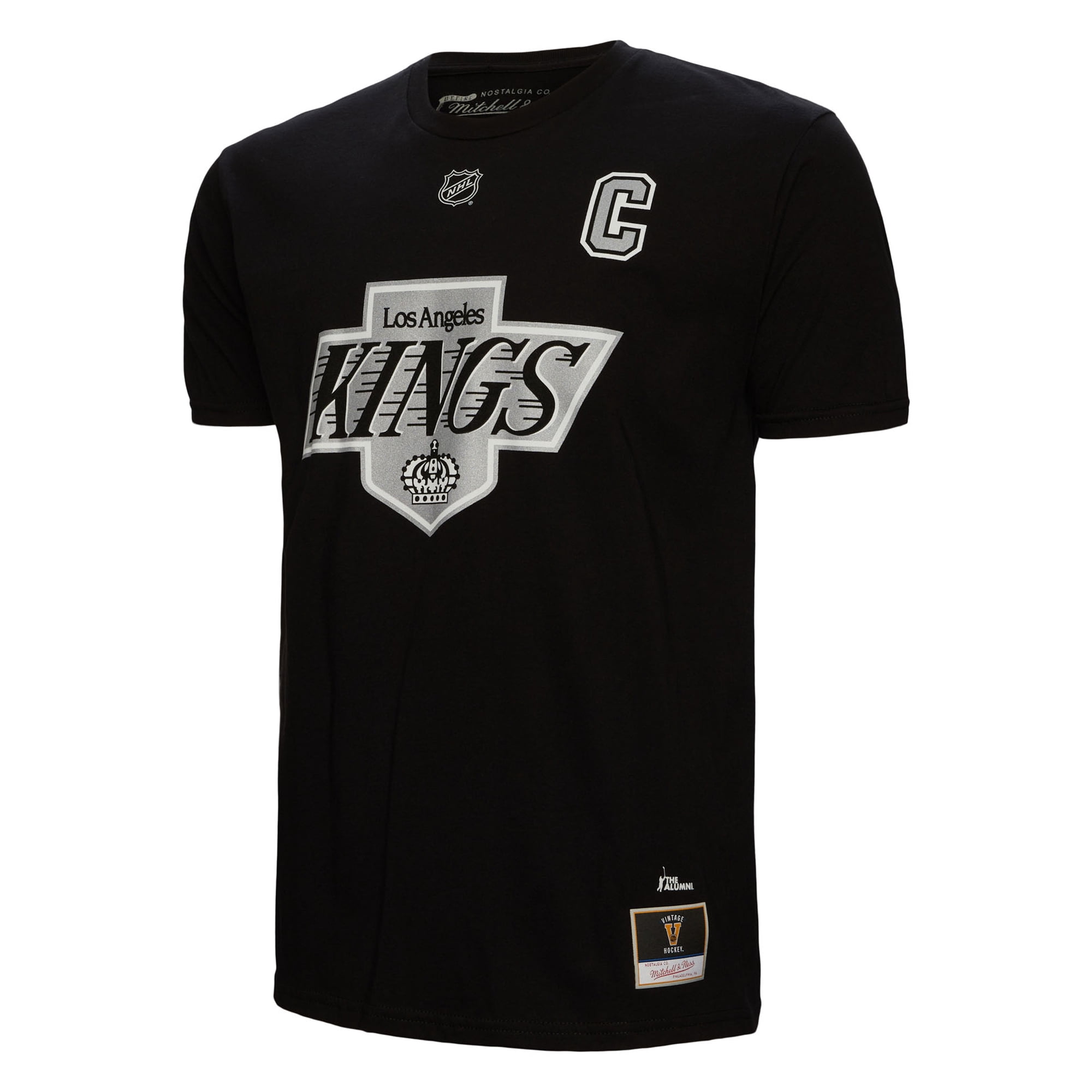 Men's Mitchell & Ness Wayne Gretzky Black Los Angeles Kings Captain Patch Name Number T-Shirt Size: Small