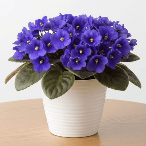Blue African Violets Live Plant in 3 Inch Pot, Violets Flowers Houseplant, 3 to 5 Inches Tall for Home Office Décor