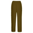 thumbnail image 6 of vigerkar Women's Casual Pants Striped Side Button Elastic Waist Trendy Pants Straight Leg Baggy Trousers with Pocket Khaki, S, 6 of 7