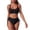 Black #046, variant on Womens Bikini Sets Two Piece Swimsuits Cross Back Lace Up Cutout Swim Top Drawstring Side Mid Waisted Bottom Blue M