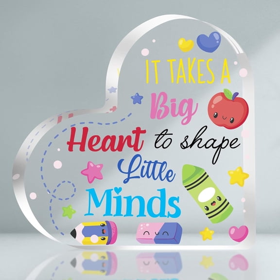 Teacher Appreciation Signs Heart Shaped Acrylic Plaque 3.9X3.9 Inch Premium Keepsake Sign Teacher Appreciation Week Gift Thank You Birthday Present for Men Women Office Desk Home Decor
