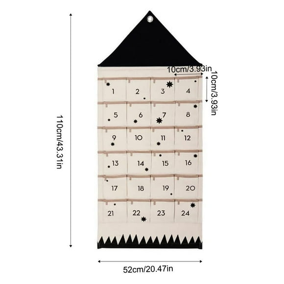 justharion Christmas Advent Calendar Canvas Door 24 Pockets Candies Coins Organizer Bedroom Wall Pocket Sundries Storage Decoration