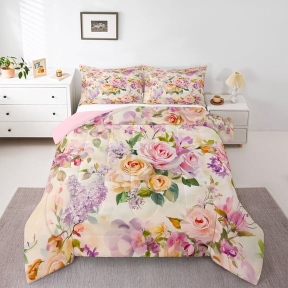 Castle Fairy Teens Spring Garden Twin Comforter Sets,Chic Flowers Bedding Set