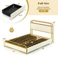 thumbnail image 3 of Costway Full Size Bed Frame with LED Lights & Charging Station Storage Headboard & Drawers Golden, 3 of 10