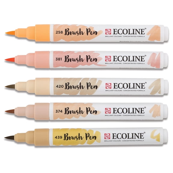 Royal Talens Ecoline Brush Marker Set - Set of 5, Beige/Pink Hues