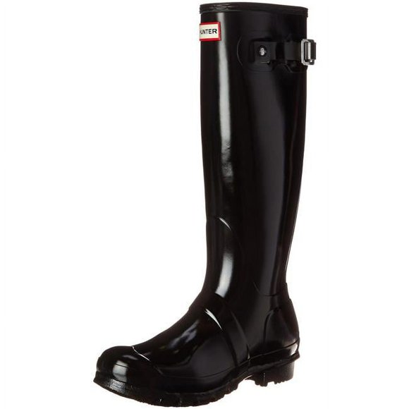 Hunter WFT1000RGL-BLK-8 Womens Original Tall Gloss Rain Boots Black - Size 8