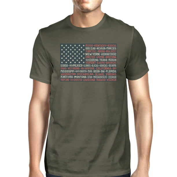 365 Printing - 50 States American Flag Tshirt Mens Dark Grey Cotton ...