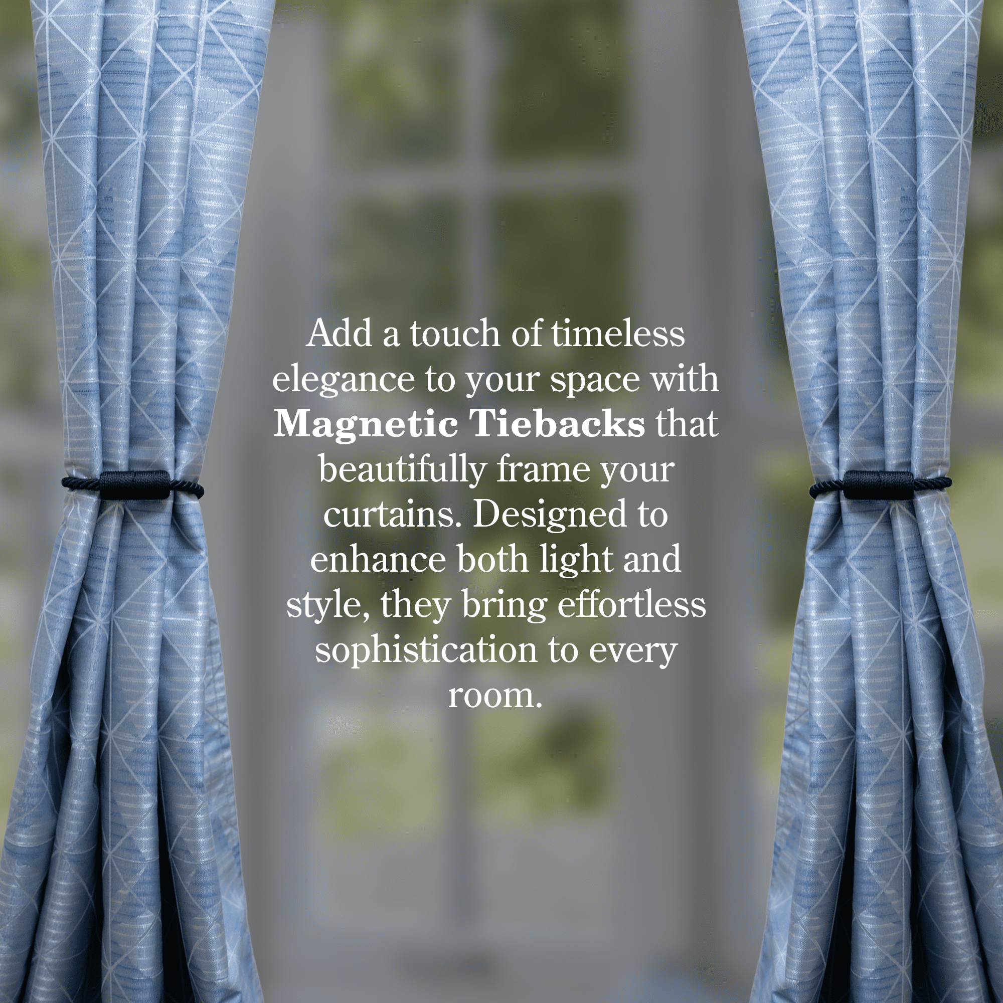 Mainstays 2-Pack Magnetic Tiebacks for Curtains, 17.5 Inch - Black