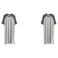 thumbnail image 4 of Jumpingount Camisón de algodón para hombre, ropa de dormir portátil de manga corta, pijama de doble Color con cuello redondo, camisón oscuro Gris oscuro/Gris claro XXXXL 2piezas, 4 of 6