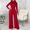 Red, variant on Honeeladyy Sales Elegant Jumpsuit for Women Long Sleeve Slim Shirt Loose Long Pants One-Piece Solid Color Bodysuit Soft Comfy Clothes
