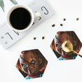 thumbnail image 5 of Saiise 4 Pcs Leather Coasters for Drinks Coaster Sets Drink Table Cup Coasters for Living Room Kitchen Coffee Decor,Chucky, 5 of 8