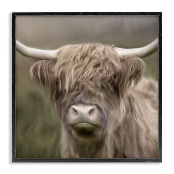 Stupell Industries Cottage Soft Highland Cow Black Framed Giclee Art, 17 x 17, by Kim Allen