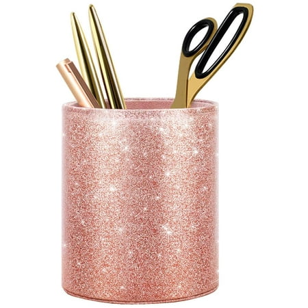 Pen Holder Pencil Cup Desk Glitter Bling For Women Girls Luxury Makeup Brush Large Pu Leather Multi Functional Organizer Gift Office Classroom Home Rose Gold Canada Pen Holder Pencil Cup Desk Glitter, Bling Desk Organizer Set