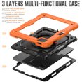 thumbnail image 3 of for iPad Pro 11 2024 Kids Case Heavy Duty Rugged Shockproof Silicone Hybrid Protective Case Cover Rotating Ring Stand Hand Grip+Pencil Holder+Screen Protector for iPad Pro 11 2024 - Orange+Black, 3 of 8
